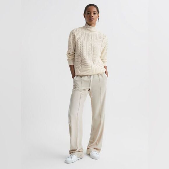 REISS NWT SWEATER MARTHA CABLE KNIT HIGH NECK JUMPER CREAM SIZE XS - Picture 3 of 14